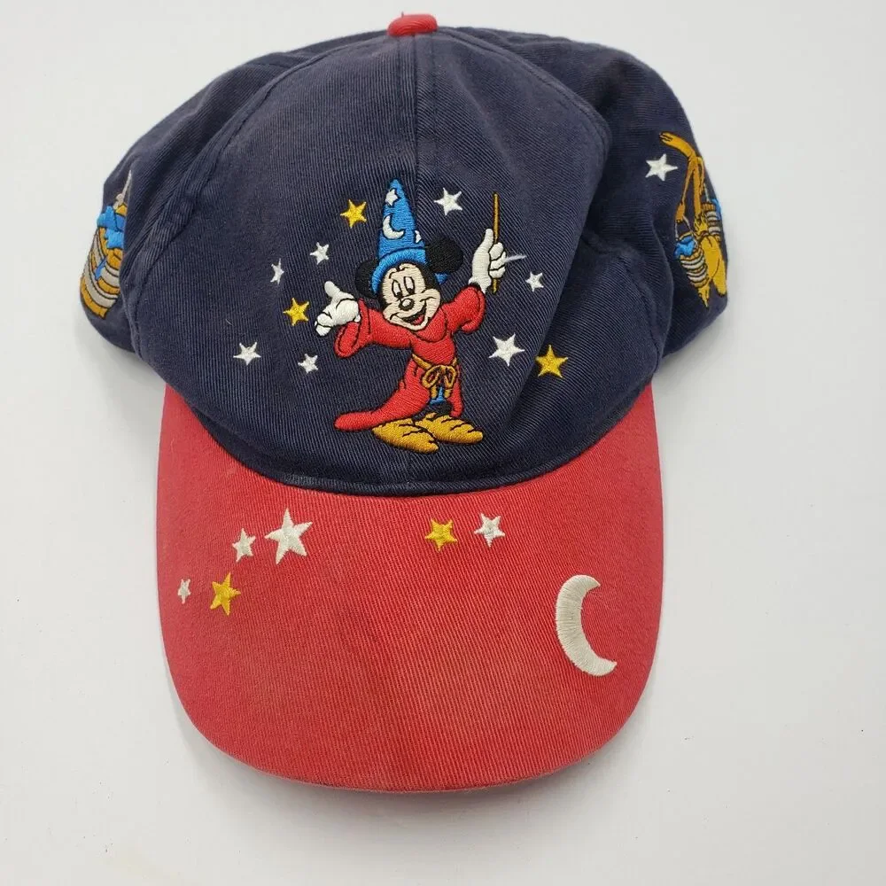 Vintage Walt Disney World Sorcerer Mickey Mouse Fantasia Hat Youth Cap Brooms